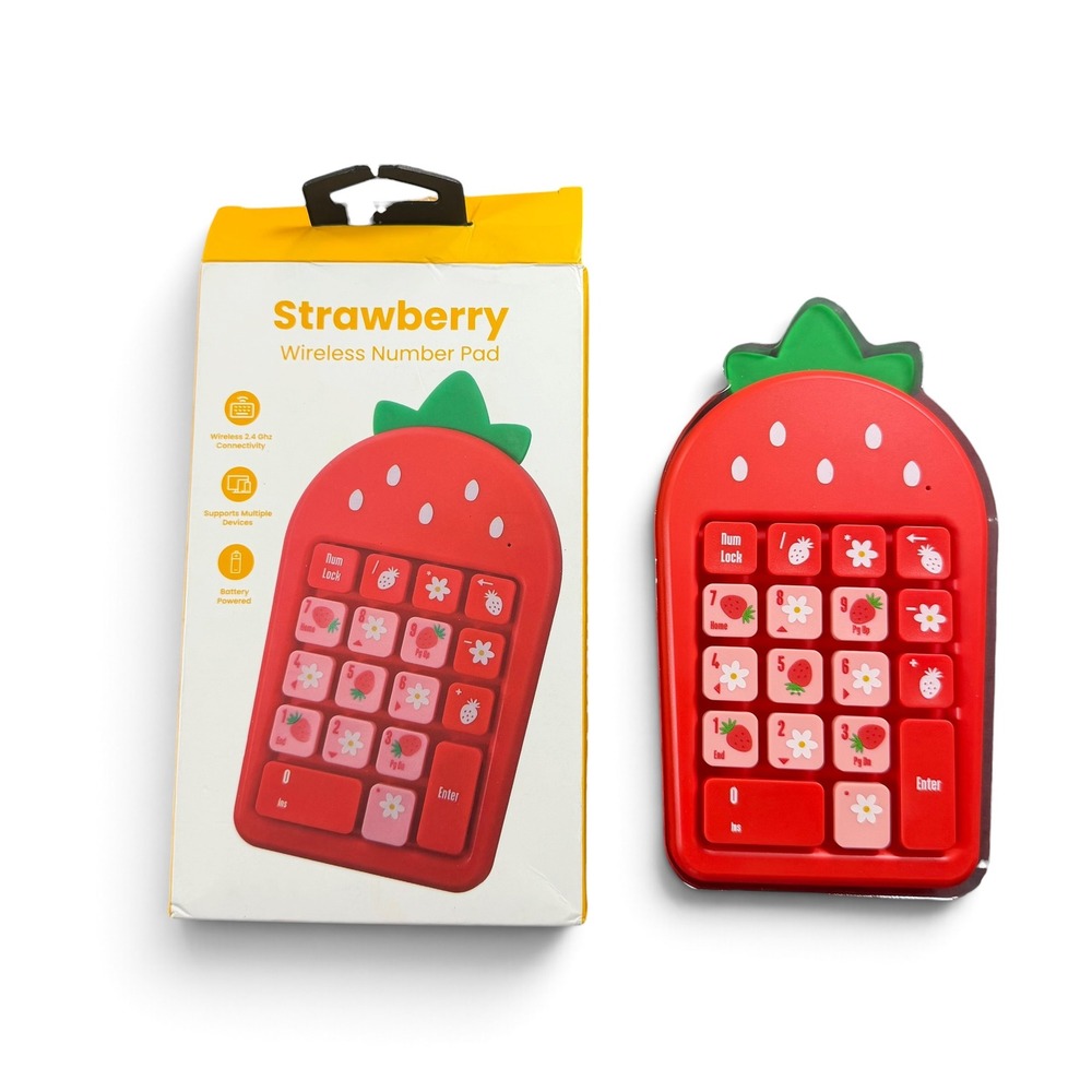 iJOY Strawberry Wireless Number Pad 18 Key USB 2.4GHz Red Keypad IJ10491-TT